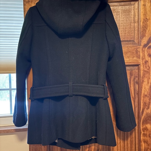 Burberry Black Trench Coat with Fur Collar - Picture 2 of 4